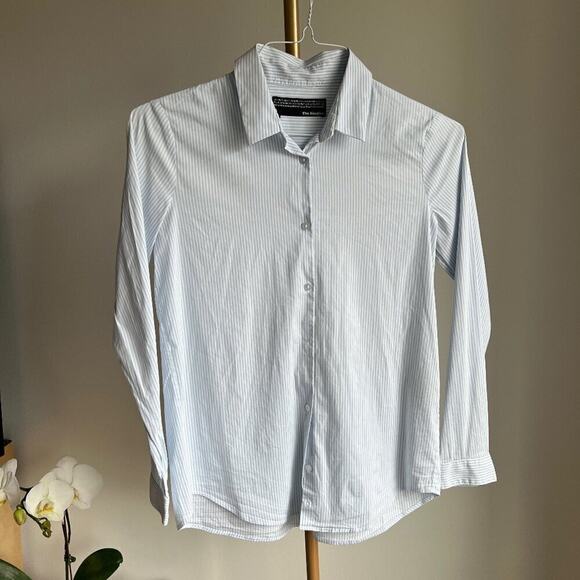 THE KOOPLES LIGHT BLUE STRIPED BUTTON DOWN SHIRT WOMENS XS - Picture 2 of 8